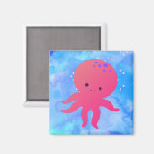 Schattigee Cartoon octopus in blauwe oceaan Waterv Magneet (Voorkant / Achterkant)