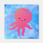 Schattigee Cartoon octopus in blauwe oceaan Waterv Magneet (Voorkant)