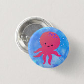 Schattigee Cartoon octopus in blauwe oceaan Waterv Ronde Button 3,2 Cm (Voorkant /achterkant)