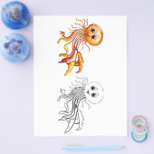 Schattigee cartoon octopus kleurplaat flyer (Enkel)