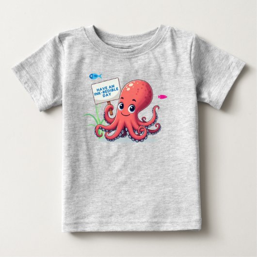Schattigee, cartoon octopus met vis (Voorkant)