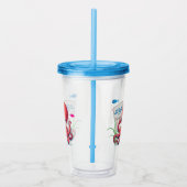 Schattigee, cartoon octopus met vis acryl drinkbeker (Rechts)