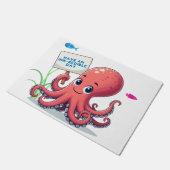 Schattigee, cartoon octopus met vis deurmat (Schuin)