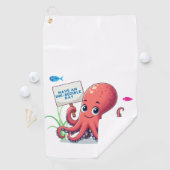 Schattigee, cartoon octopus met vis golfhanddoek (Insitu)