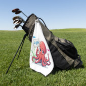 Schattigee, cartoon octopus met vis golfhanddoek (Groen)