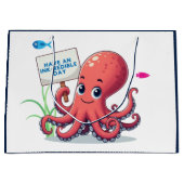 Schattigee, cartoon octopus met vis groot cadeauzakje (Voorkant)