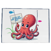 Schattigee, cartoon octopus met vis groot cadeauzakje (Achterkant)