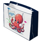 Schattigee, cartoon octopus met vis groot cadeauzakje (Achterkant Gekanteld)