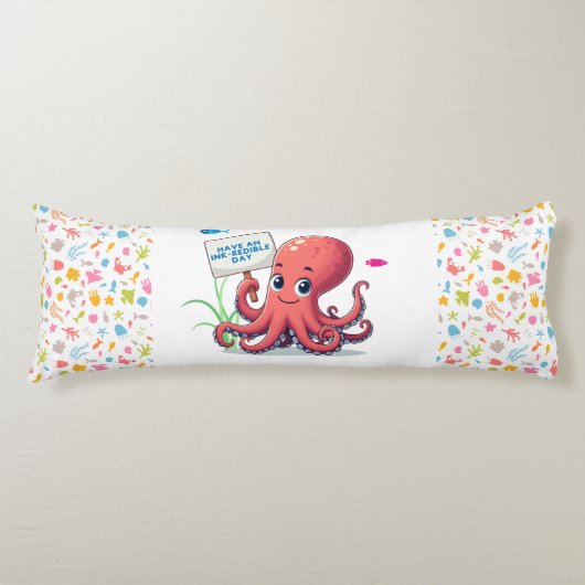 Schattigee, cartoon octopus met vis lichaamskussen (Voorkant)
