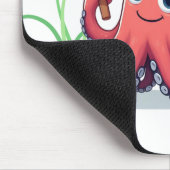 Schattigee, cartoon octopus met vis muismat (Hoek)
