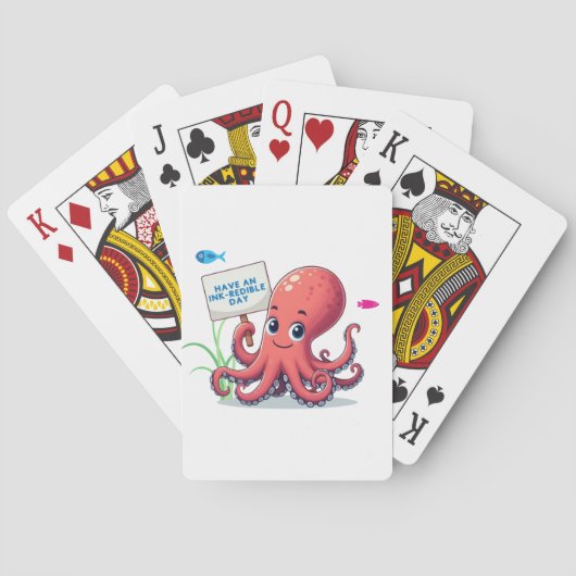 Schattigee, cartoon octopus met vis pokerkaarten (Achterkant)