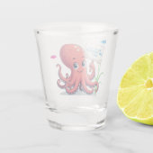 Schattigee, cartoon octopus met vis shot glas (Achterkant)