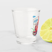 Schattigee, cartoon octopus met vis shot glas (Links)
