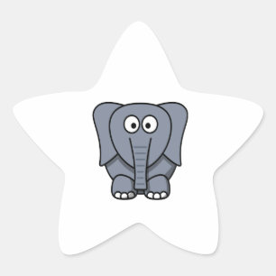 Schattigee Cartoon Olifant Clipart Ster Sticker