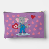 Schattigee Cartoon Olifant en Harten Kind Paarse P Etui (Achterkant)