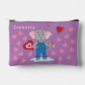 Schattigee Cartoon Olifant en Harten Kind Paarse P Etui (Voorkant)