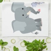 Schattigee Cartoon Olifant Familie Keukenhanddoek (Gevouwen)