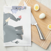 Schattigee Cartoon Olifant Familie Keukenhanddoek (Quarter Fold)