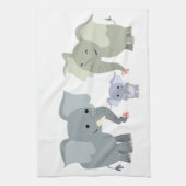 Schattigee Cartoon Olifant Familie Keukenhanddoek (Verticaal)
