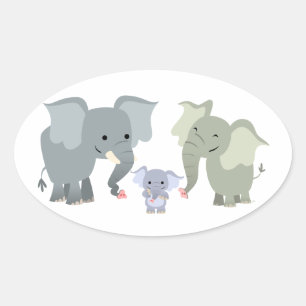 Schattigee Cartoon Olifant Familie Sticker