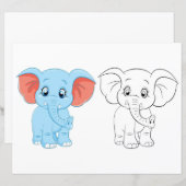 Schattigee Cartoon olifant kleurplaat (Voorkant / Achterkant)