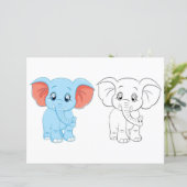 Schattigee Cartoon olifant kleurplaat (Staand voorkant)
