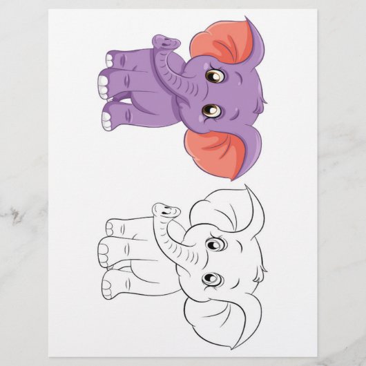 Schattigee Cartoon olifant kleurplaat (Voorkant)