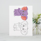 Schattigee Cartoon olifant kleurplaat (Staand voorkant)