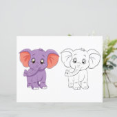 Schattigee Cartoon olifant kleurplaat (Staand voorkant)