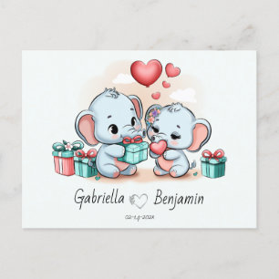 Schattigee Cartoon Olifant Lover Hart Valentijnsda Briefkaart