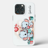 Schattigee Cartoon Olifant Lover Hart Valentijnsda Case-Mate iPhone Case (Achterkant)