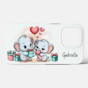 Schattigee Cartoon Olifant Lover Hart Valentijnsda Case-Mate iPhone Case