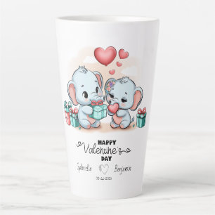 Schattigee Cartoon Olifant Lover Hart Valentijnsda Latte Mok