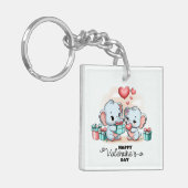 Schattigee Cartoon Olifant Lover Hart Valentijnsda Sleutelhanger (Voorkant Links)