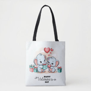 Schattigee Cartoon Olifant Lover Hart Valentijnsda Tote Bag