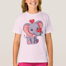 Schattigee Cartoon olifant met harten Schattig die T-shirt