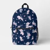 Schattigee Cartoon Olifanten Patroon op Blue Monog Bedrukte Rugzak (Voorkant)