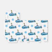 Schattigee Cartoon onderzeeër, baby blauwe polka s Bedankdoosjes (Uitgevouwen)