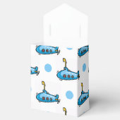 Schattigee Cartoon onderzeeër, baby blauwe polka s Bedankdoosjes (Geopend)