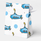 Schattigee Cartoon onderzeeër, baby blauwe polka s Bedankdoosjes (Achterkant)