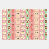 Schattigee Cartoon Ontbijt Eten met Happy Face Inpakpapier Vel (Voorkant 3)