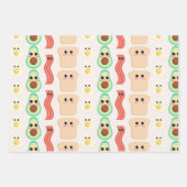 Schattigee Cartoon Ontbijt Eten met Happy Face Inpakpapier Vel (Voorkant 2)