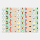 Schattigee Cartoon Ontbijt Eten met Happy Face Inpakpapier Vel (Voorkant)