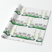 Schattigee Cartoon op gras met bloemen Cadeaupapier (Uitgerold)