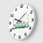 Schattigee Cartoon op gras met bloemen Grote Klok (Hoek)