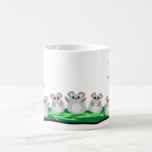 Schattigee Cartoon op gras met bloemen Koffiemok