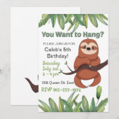 Schattigee cartoon opknoping Luiaard Verjaardag Kaart (Voorkant / Achterkant)