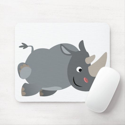 Schattigee Cartoon opladen neushoorn mousepad Muismat (Met muis)