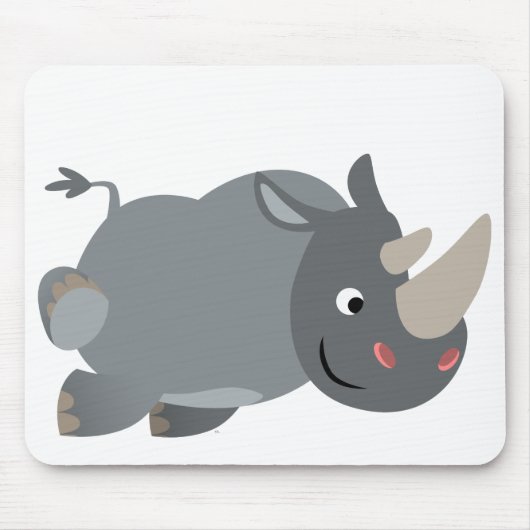 Schattigee Cartoon opladen neushoorn mousepad Muismat (Voorkant)