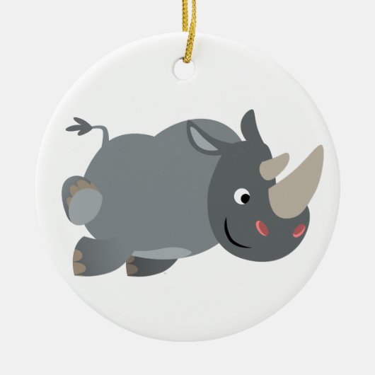 Schattigee Cartoon opladen neushoorn Ornament (Voorkant)